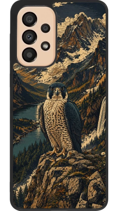 Samsung Galaxy A33 5G Case Hülle - Silikon schwarz Linocut Wanderfalke