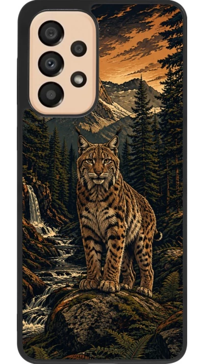 Samsung Galaxy A33 5G Case Hülle - Silikon schwarz Linocut Luchs