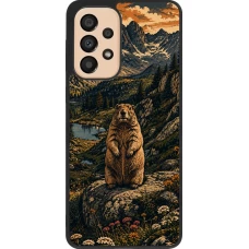 Samsung Galaxy A33 5G Case Hülle - Silikon schwarz Linocut Murmeltier