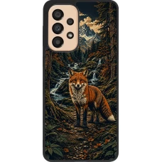Samsung Galaxy A33 5G Case Hülle - Silikon schwarz Linocut Fuchs