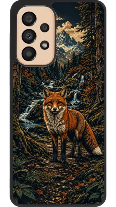 Samsung Galaxy A33 5G Case Hülle - Silikon schwarz Linocut Fuchs