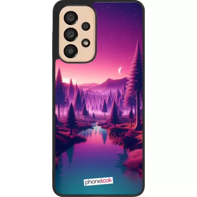 Samsung Galaxy A33 5G Case Hülle - Silikon schwarz Lila-rosa Landschaft
