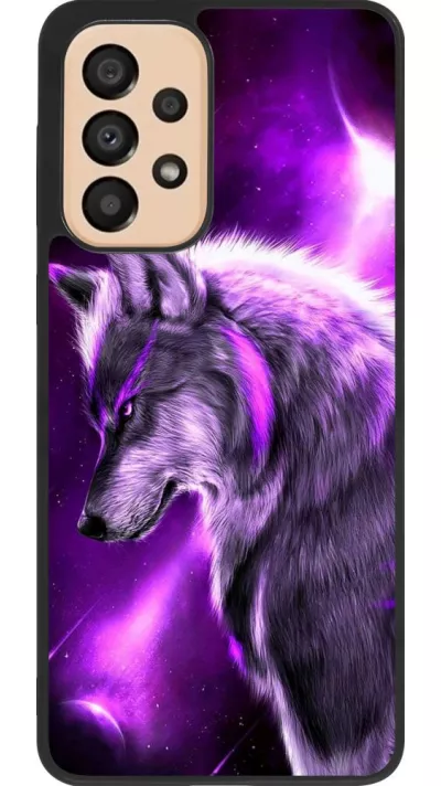 Coque Samsung Galaxy A33 5G - Silicone rigide noir Purple Sky Wolf