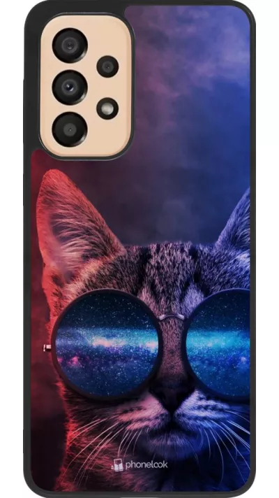 Coque Samsung Galaxy A33 5G - Silicone rigide noir Red Blue Cat Glasses