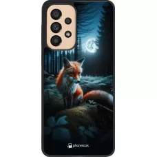 Coque Samsung Galaxy A33 5G - Silicone rigide noir Renard lune forêt