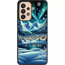 Samsung Galaxy A33 5G Case Hülle - Silikon schwarz Verschneites Bergdorf am See in der Nacht