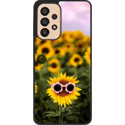 Coque Samsung Galaxy A33 5G - Silicone rigide noir Sunflower with glasses Spring 2026