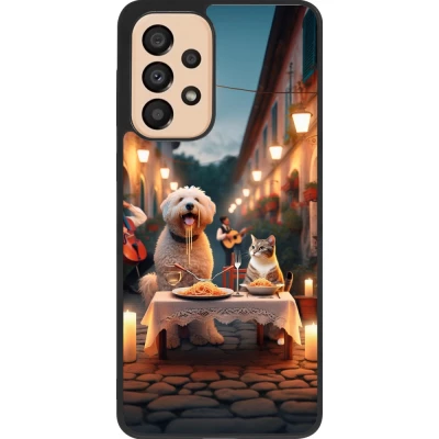 Samsung Galaxy A33 5G Case Hülle - Silikon schwarz Valentin 2024 Hund & Katze Kerzenlicht