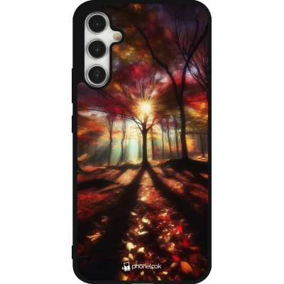 Coque Samsung Galaxy A34 5G - Silicone rigide noir Automne doré glare