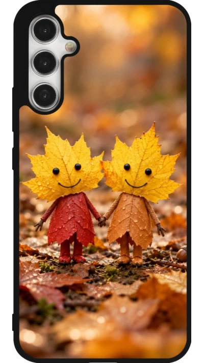 Coque Samsung Galaxy A34 5G - Silicone rigide noir Autumn 26 Couple of leaves