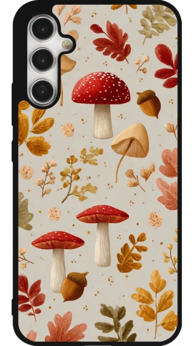 Coque Samsung Galaxy A34 5G - Silicone rigide noir Autumn 26 Mushrooms and leaves