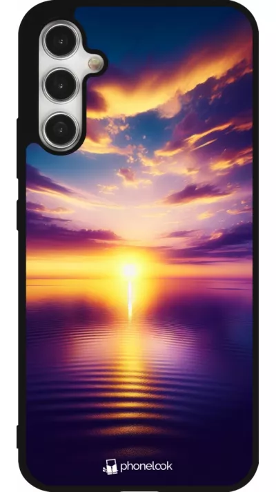 Samsung Galaxy A34 5G Case Hülle - Silikon schwarz Sonnenuntergang gelb violett