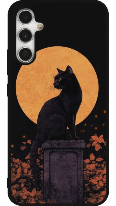 Samsung Galaxy A34 5G Case Hülle - Silikon schwarz Halloween 2026 Cat Art Nouveau