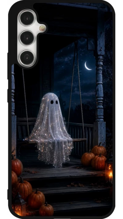 Samsung Galaxy A34 5G Case Hülle - Silikon schwarz Halloween 2026 Ghost on a swing