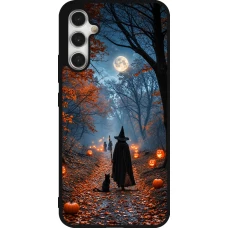 Samsung Galaxy A34 5G Case Hülle - Silikon schwarz Halloween 2026 Witch with a cat