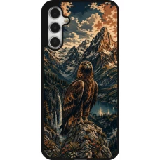 Coque Samsung Galaxy A34 5G - Silicone rigide noir Linocut Aigle Royal