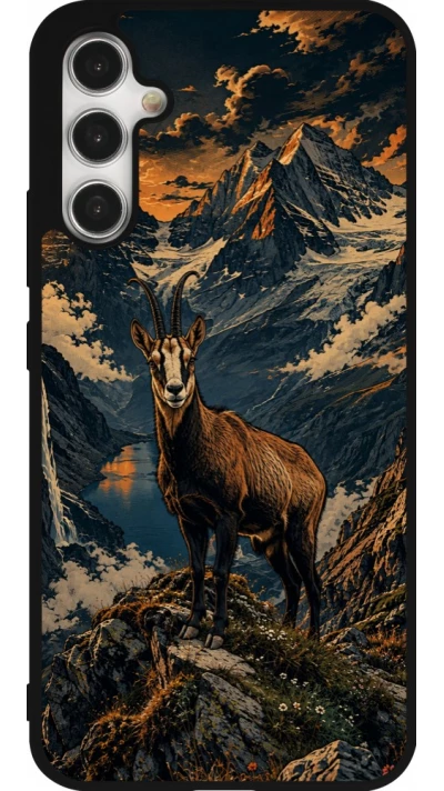 Coque Samsung Galaxy A34 5G - Silicone rigide noir Linocut Chamois