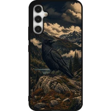 Coque Samsung Galaxy A34 5G - Silicone rigide noir Linocut Grand Corbeau