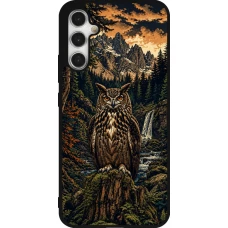 Coque Samsung Galaxy A34 5G - Silicone rigide noir Linocut Grand-Duc