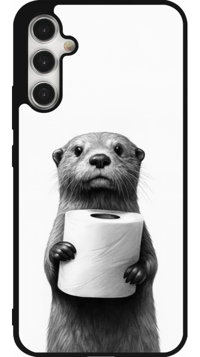 Samsung Galaxy A34 5G Case Hülle - Silikon schwarz Otter Toilettenpapier