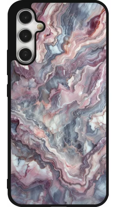 Samsung Galaxy A34 5G Case Hülle - Silikon schwarz Violetter silberner Marmor