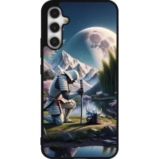 Samsung Galaxy A34 5G Case Hülle - Silikon schwarz Samurai Katana Mond