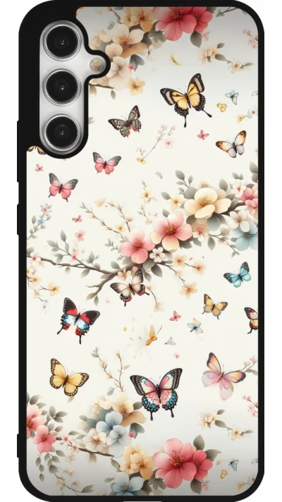 Coque Samsung Galaxy A34 5G - Silicone rigide noir Spring 25 Papillons Légers