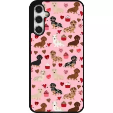 Coque Samsung Galaxy A34 5G - Silicone rigide noir Valentine 2024 puppy love