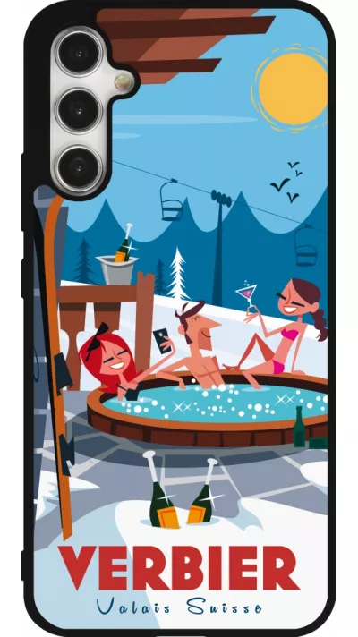 Samsung Galaxy A34 5G Case Hülle - Silikon schwarz Verbier Mountain Jacuzzi