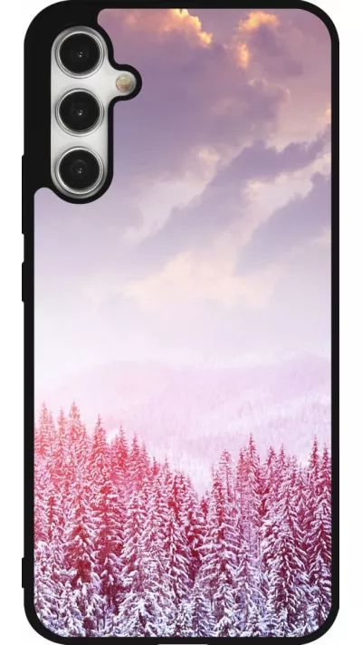 Coque Samsung Galaxy A34 5G - Silicone rigide noir Winter 22 Pink Forest