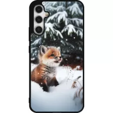 Coque Samsung Galaxy A34 5G - Silicone rigide noir Noël 2023 Renardeau sapin