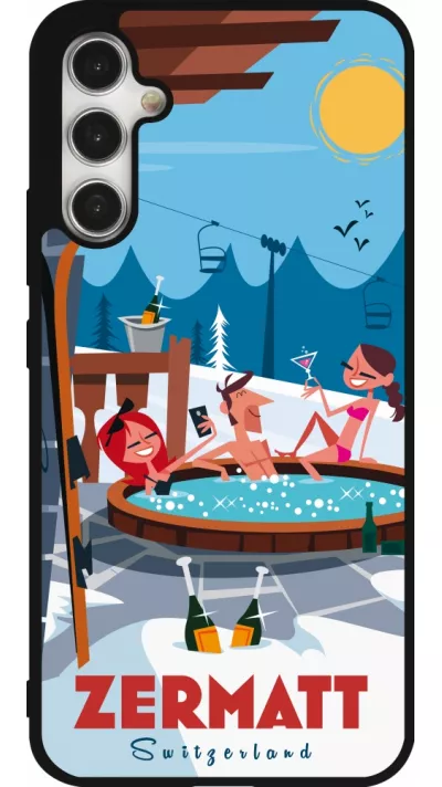 Coque Samsung Galaxy A34 5G - Silicone rigide noir Zermatt Mountain Jacuzzi