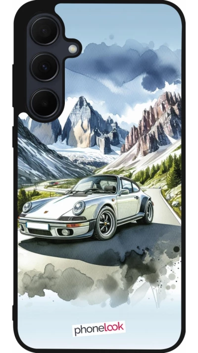 Samsung Galaxy A35 5G Case Hülle - Silikon schwarz Porsche 911 Berg Aquarell
