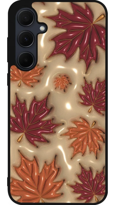 Coque Samsung Galaxy A35 5G - Silicone rigide noir Autumn 26 3D leaves