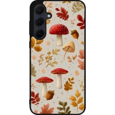 Coque Samsung Galaxy A35 5G - Silicone rigide noir Autumn 26 Mushrooms and leaves