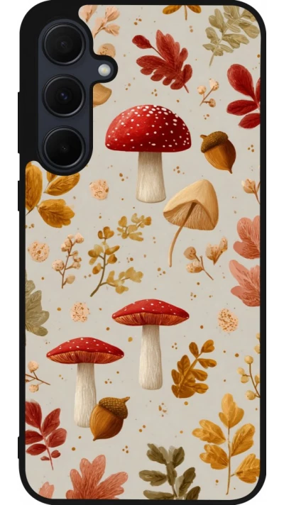Coque Samsung Galaxy A35 5G - Silicone rigide noir Autumn 26 Mushrooms and leaves