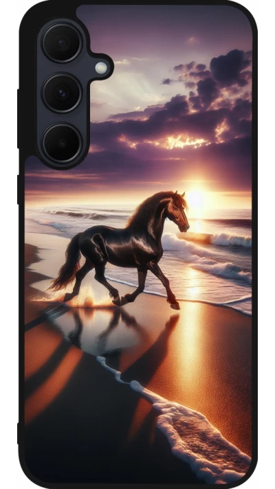 Samsung Galaxy A35 5G Case Hülle - Silikon schwarz Pferd majestätisch Strand