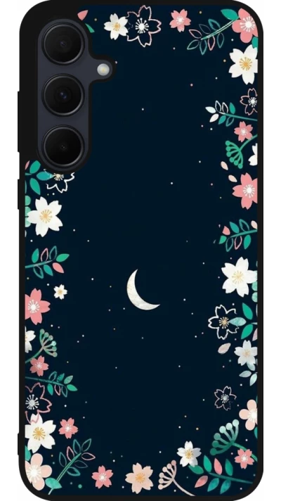 Coque Samsung Galaxy A35 5G - Silicone rigide noir Flowers space