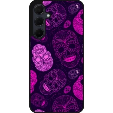 Coque Samsung Galaxy A35 5G - Silicone rigide noir Halloween 2023 pink skulls