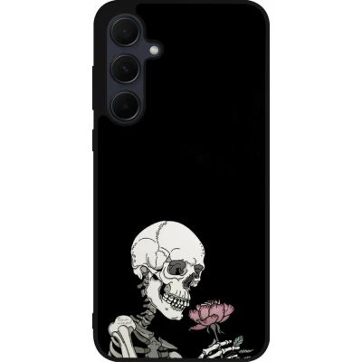 Samsung Galaxy A35 5G Case Hülle - Silikon schwarz Halloween 2023 rose and skeleton