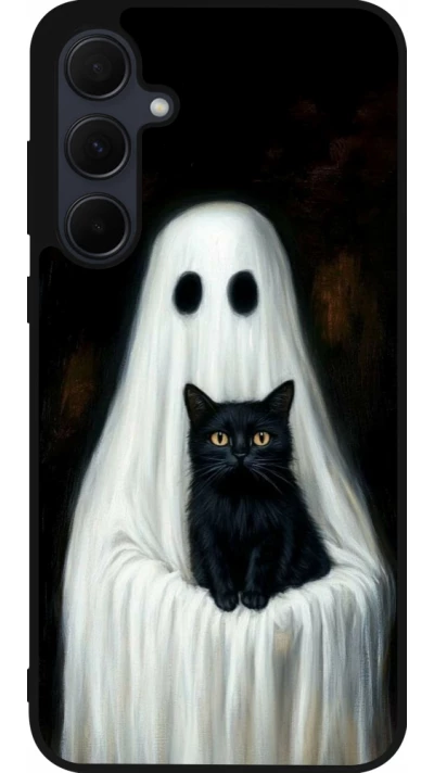 Samsung Galaxy A35 5G Case Hülle - Silikon schwarz Halloween 2025 Ghost with black cat
