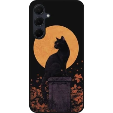 Coque Samsung Galaxy A35 5G - Silicone rigide noir Halloween 2026 Cat Art Nouveau