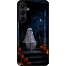 Coque Samsung Galaxy A35 5G - Silicone rigide noir Halloween 2026 Ghost on a swing