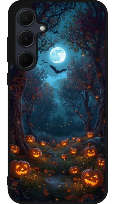 Coque Samsung Galaxy A35 5G - Silicone rigide noir Halloween 2026 Road of Pumpkins