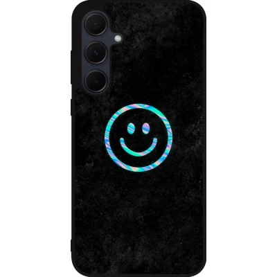 Coque Samsung Galaxy A35 5G - Silicone rigide noir Happy smiely irisé