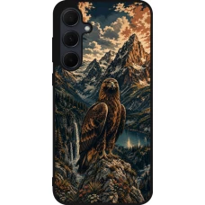 Coque Samsung Galaxy A35 5G - Silicone rigide noir Linocut Aigle Royal