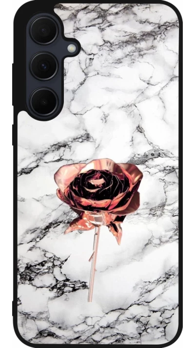 Samsung Galaxy A35 5G Case Hülle - Silikon schwarz Marble Rose Gold