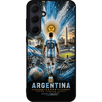 Coque Samsung Galaxy A35 5G - Silicone rigide noir Football Argentine splash 2026