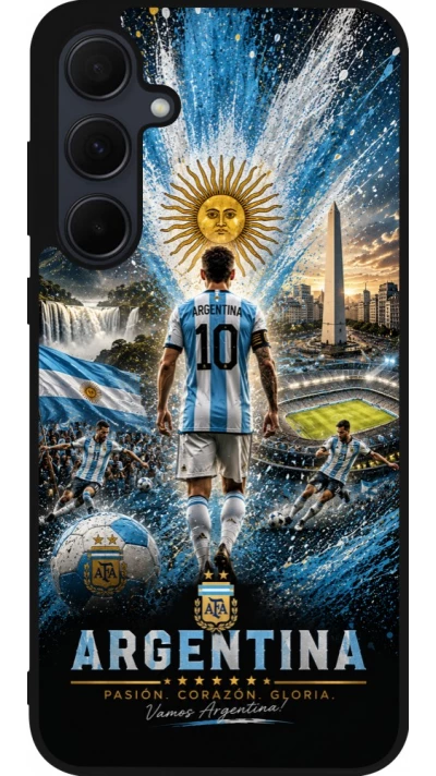 Coque Samsung Galaxy A35 5G - Silicone rigide noir Football Argentine splash 2026