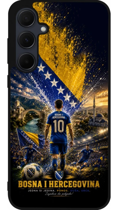 Coque Samsung Galaxy A35 5G - Silicone rigide noir Football Bosnie-Herzégovine splash 2026